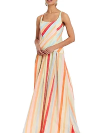 Tropicana Striped Belted Maxi Dress