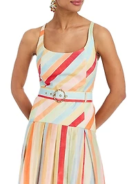 Tropicana Striped Belted Maxi Dress