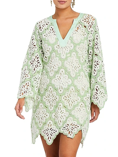 Palermo Scallop Open-Knit Minidress