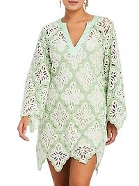 Palermo Scallop Open-Knit Minidress