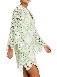 Palermo Scallop Open-Knit Minidress