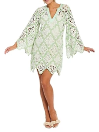 Palermo Scallop Open-Knit Minidress