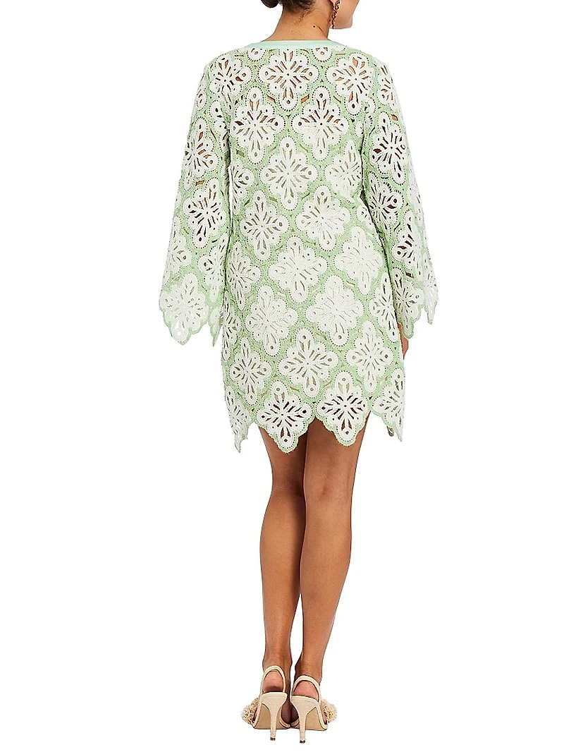 Palermo Scallop Open-Knit Minidress