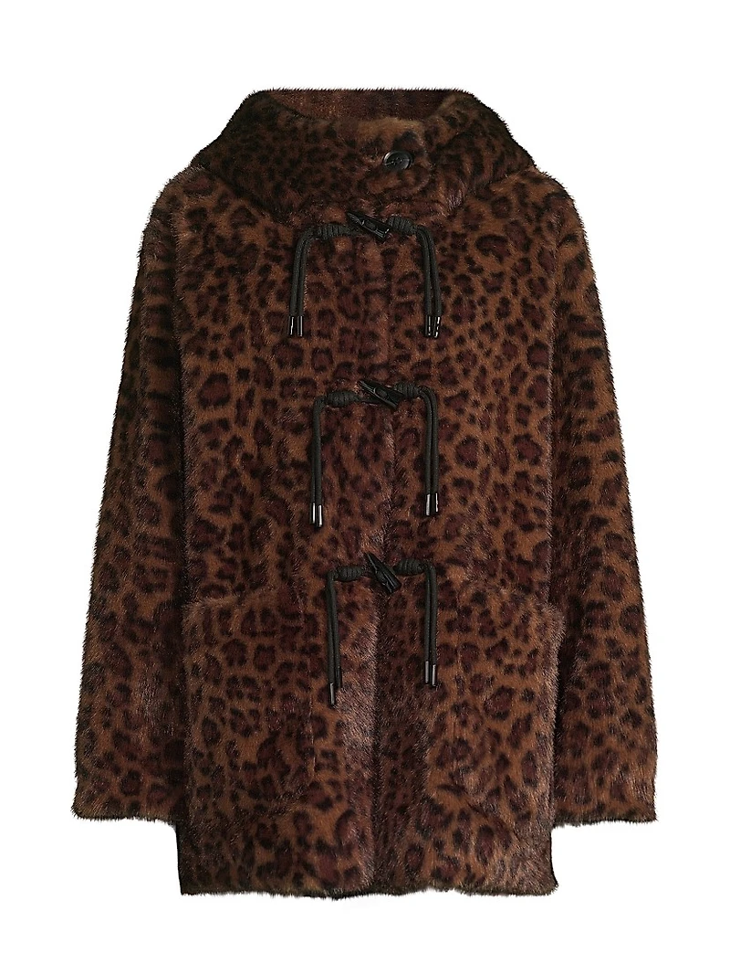 Daisy Leopard-Print Faux-Fur Coat