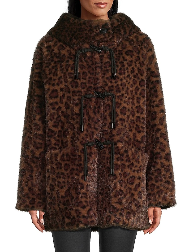 Daisy Leopard-Print Faux-Fur Coat