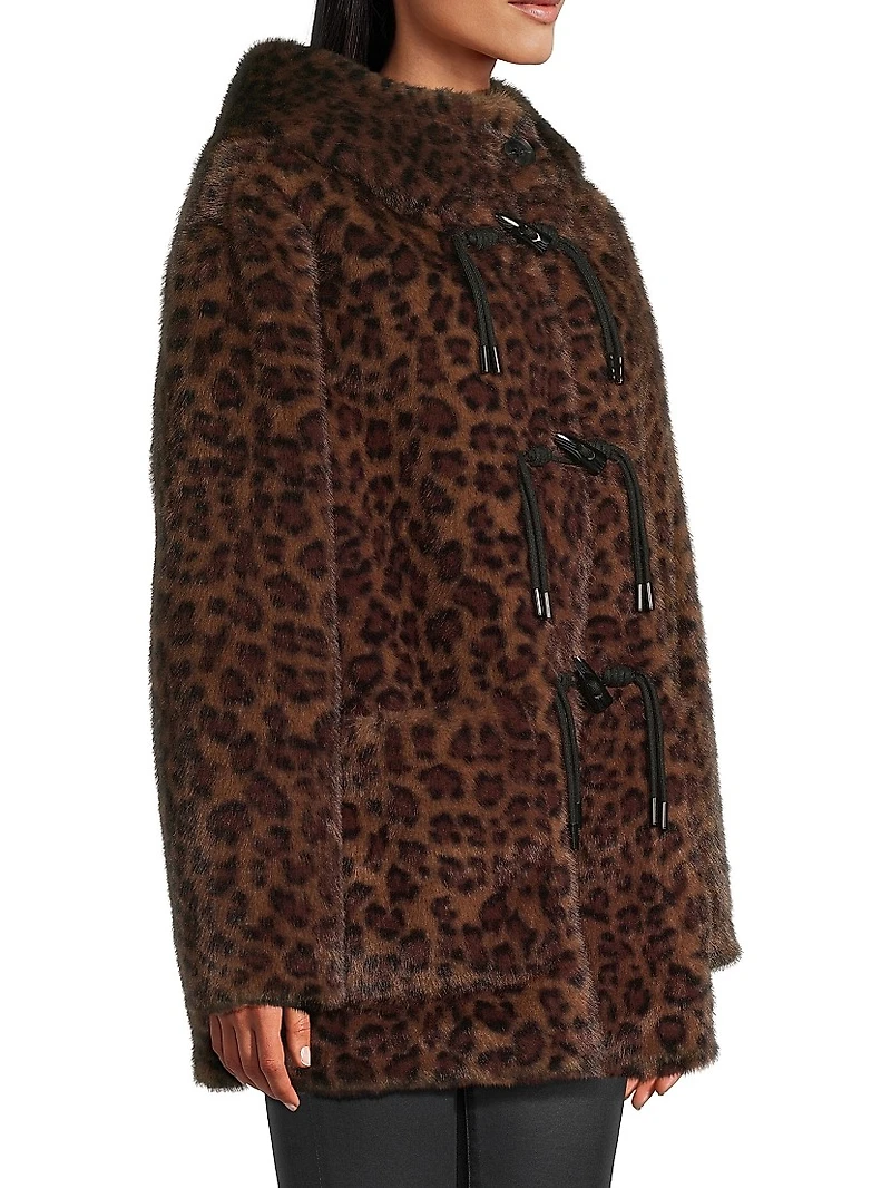 Daisy Leopard-Print Faux-Fur Coat