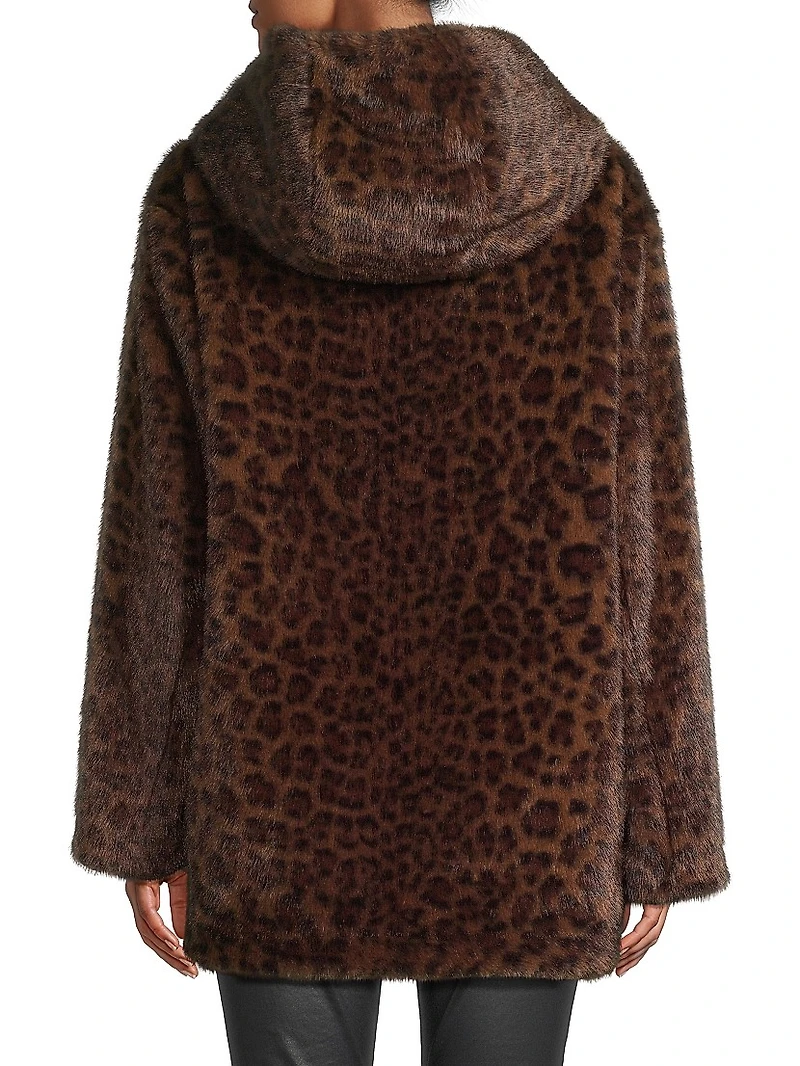 Daisy Leopard-Print Faux-Fur Coat