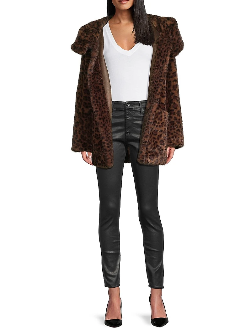 Daisy Leopard-Print Faux-Fur Coat