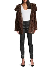 Daisy Leopard-Print Faux-Fur Coat