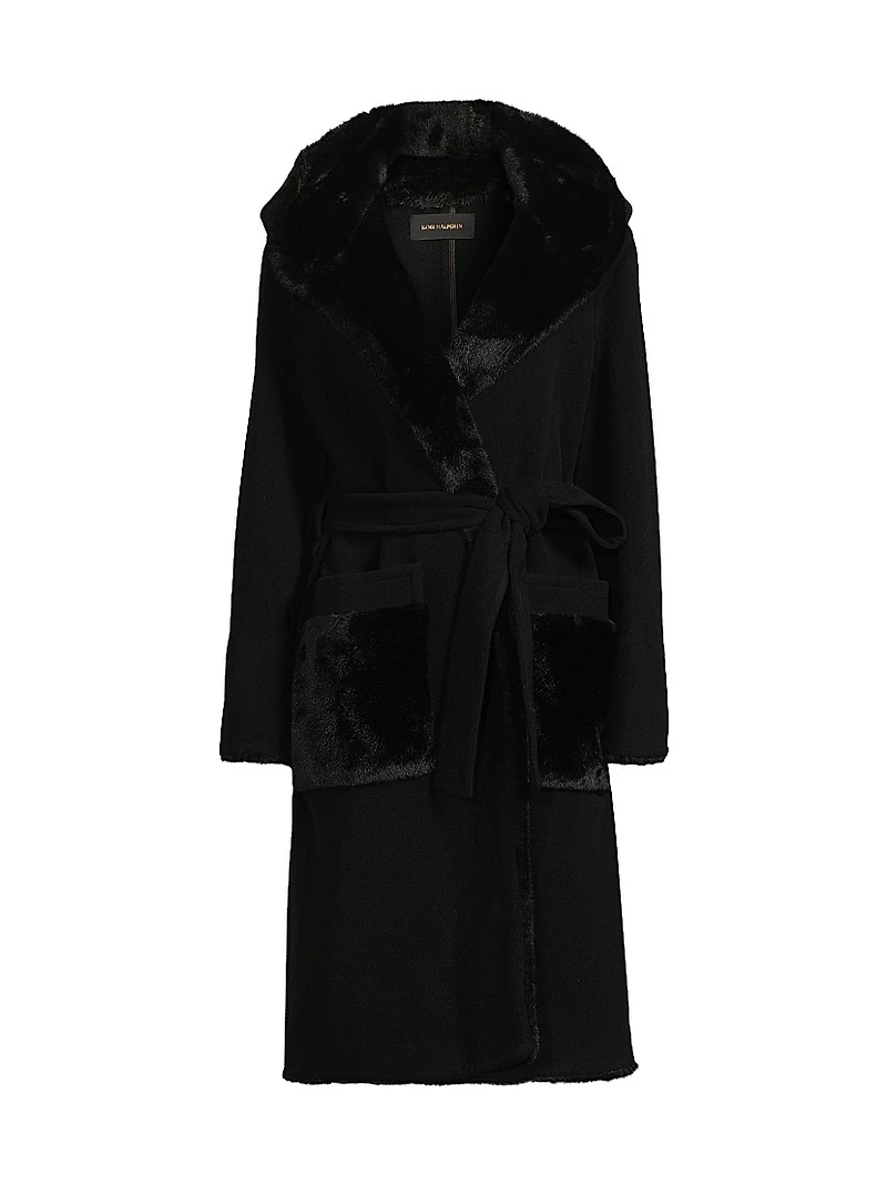 Valentine Faux Fur-Trim Wool Coat