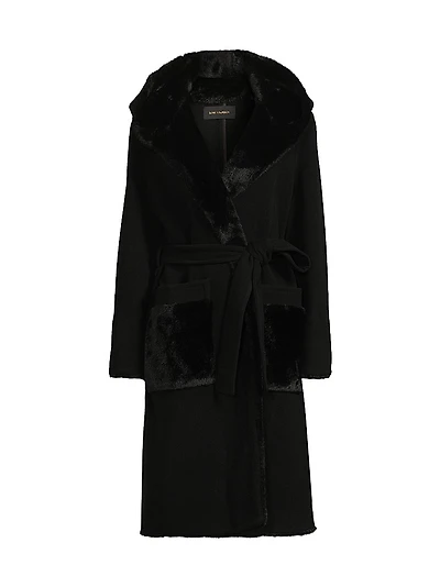 Valentine Faux Fur-Trim Wool Coat