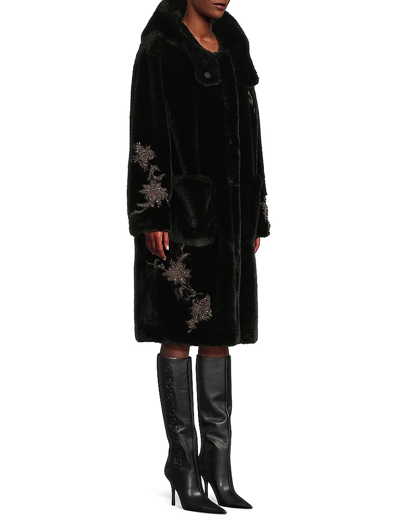 Peggy Faux-Fur Hooded Coat