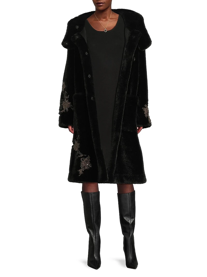 Peggy Faux-Fur Hooded Coat