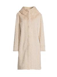 Myla Cable Faux-Fur Hooded Coat