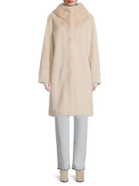 Myla Cable Faux-Fur Hooded Coat
