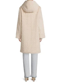 Myla Cable Faux-Fur Hooded Coat