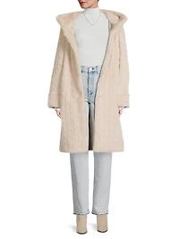 Myla Cable Faux-Fur Hooded Coat