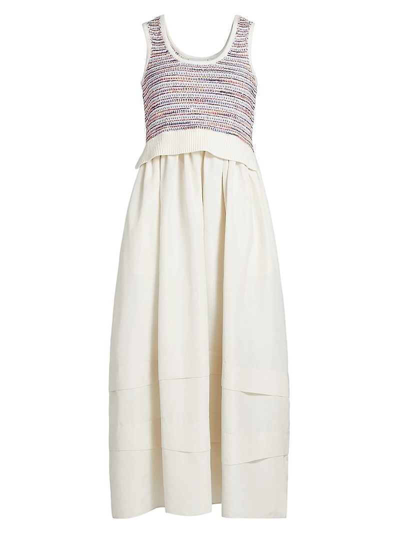 Loewel Mixed-Media Midi-Dress
