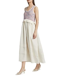 Loewel Mixed-Media Midi-Dress