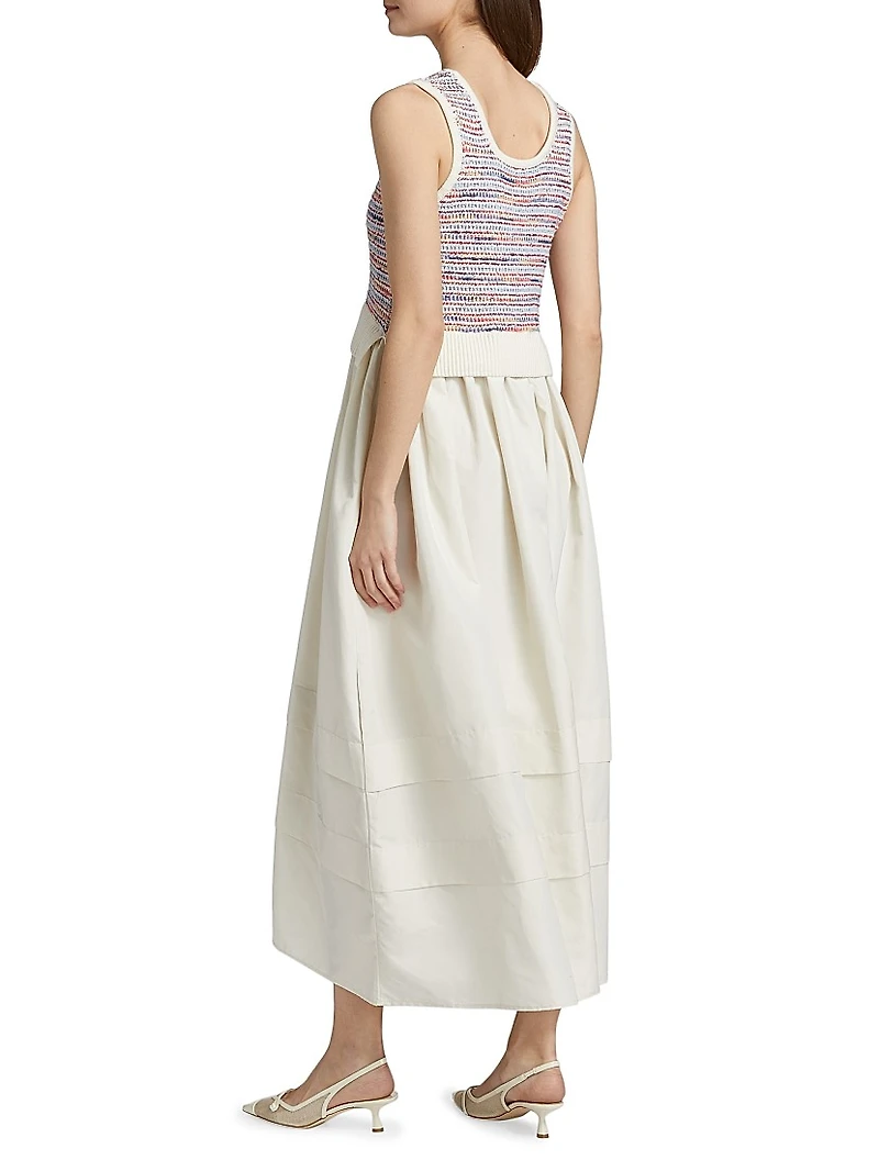 Loewel Mixed-Media Midi-Dress