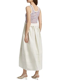 Loewel Mixed-Media Midi-Dress