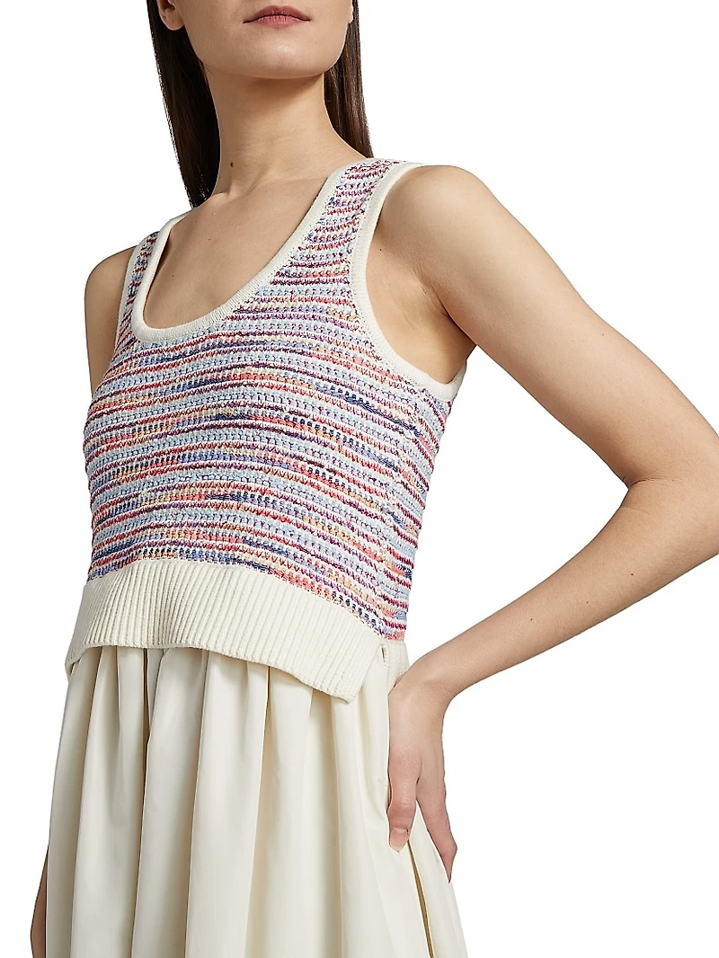 Loewel Mixed-Media Midi-Dress