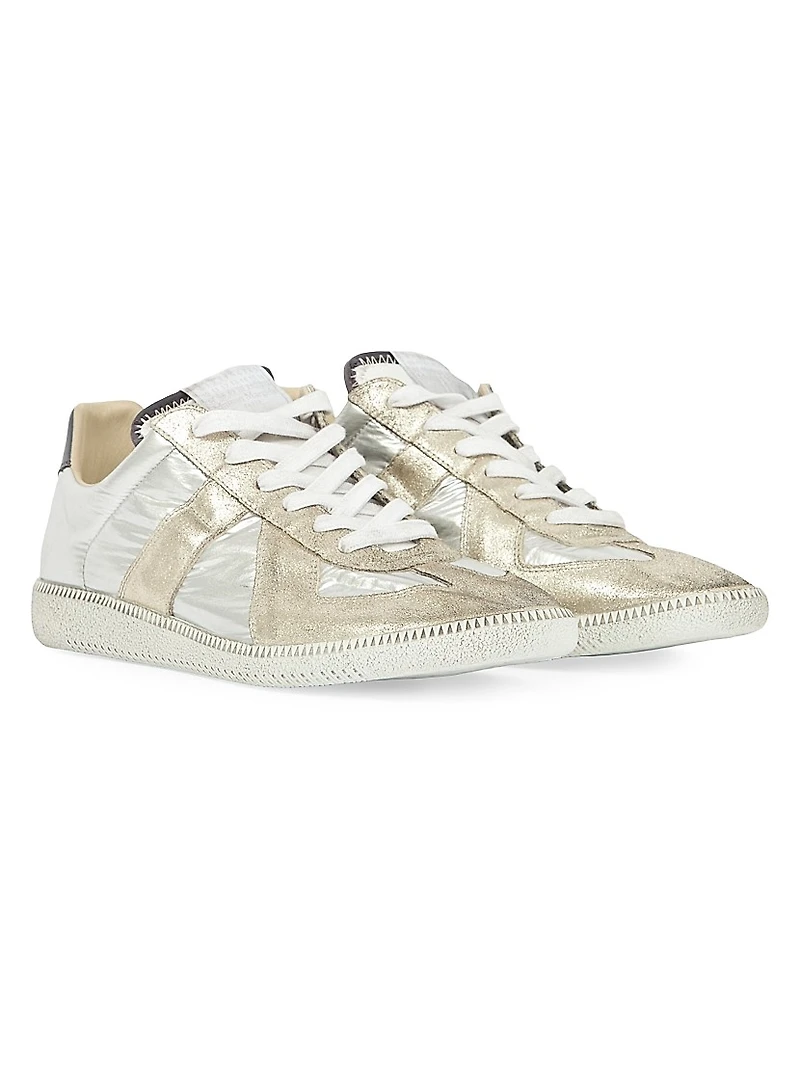 Replica Metallic Leather Low-Top Sneakers