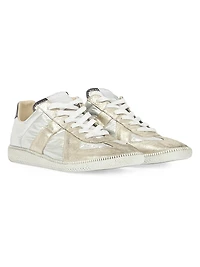 Replica Metallic Leather Low-Top Sneakers