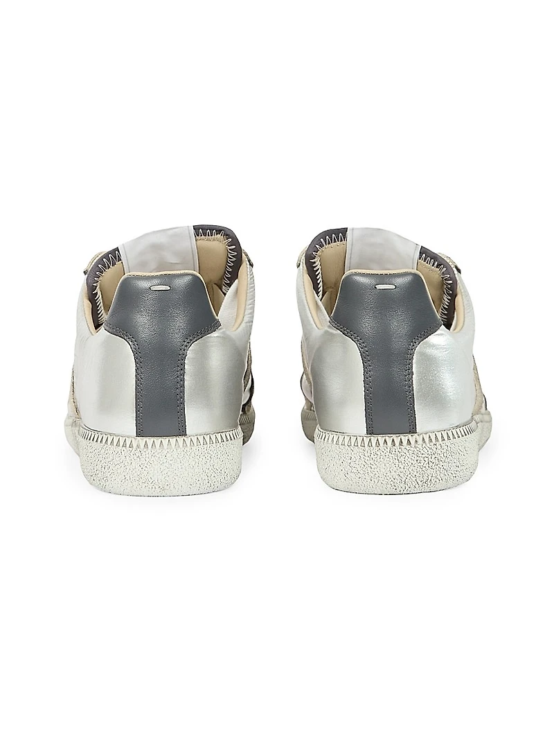 Replica Metallic Leather Low-Top Sneakers