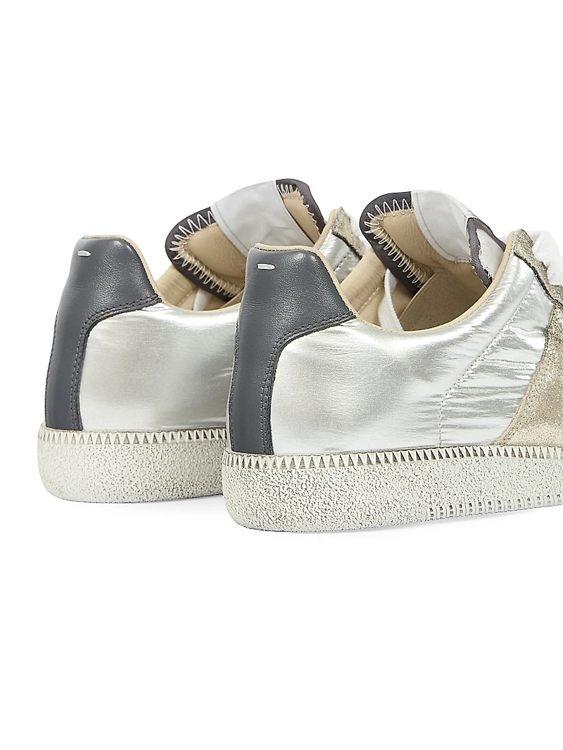 Replica Metallic Leather Low-Top Sneakers