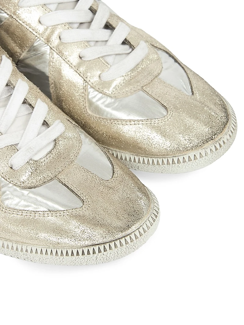 Replica Metallic Leather Low-Top Sneakers