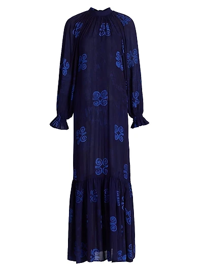 Tinuke Printed Long-Sleeve Maxi Dress