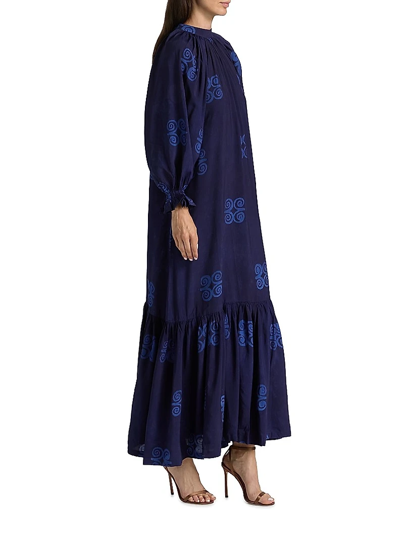 Tinuke Printed Long-Sleeve Maxi Dress