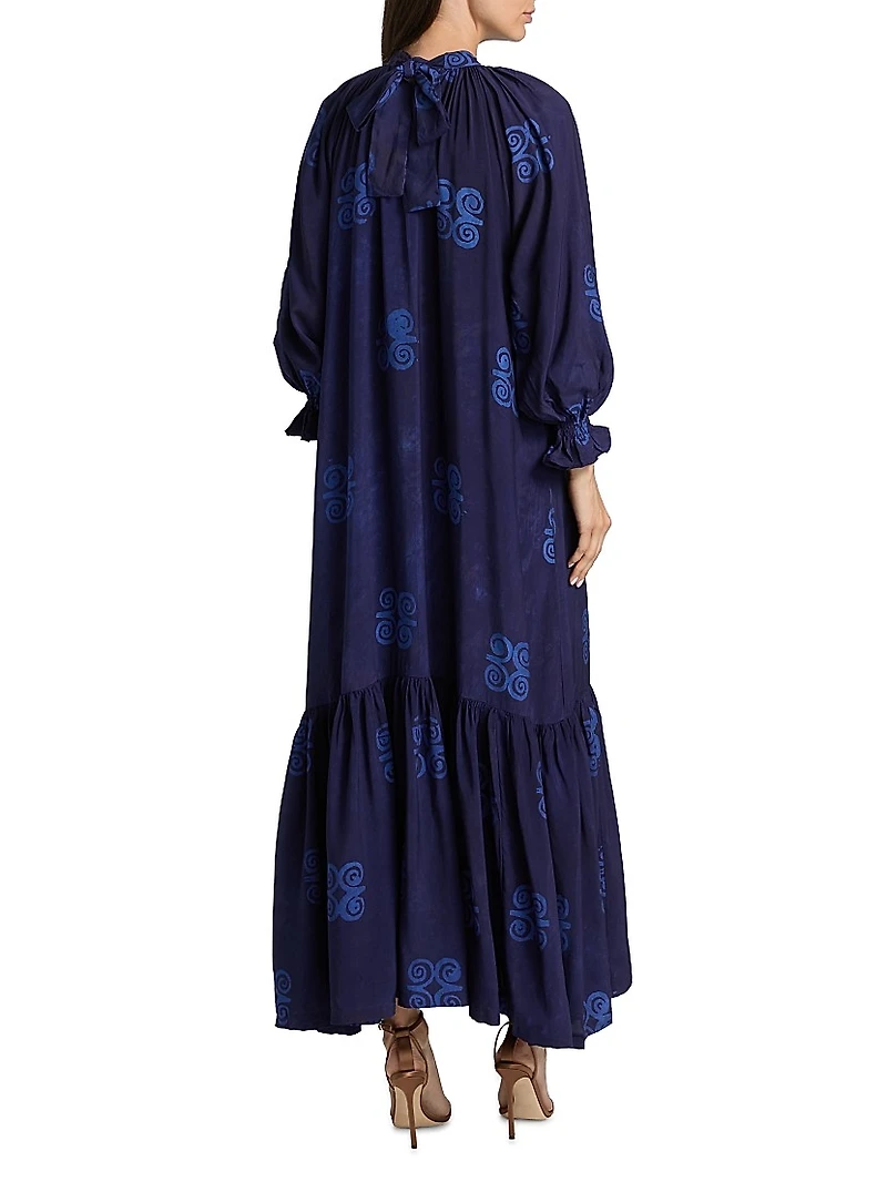Tinuke Printed Long-Sleeve Maxi Dress