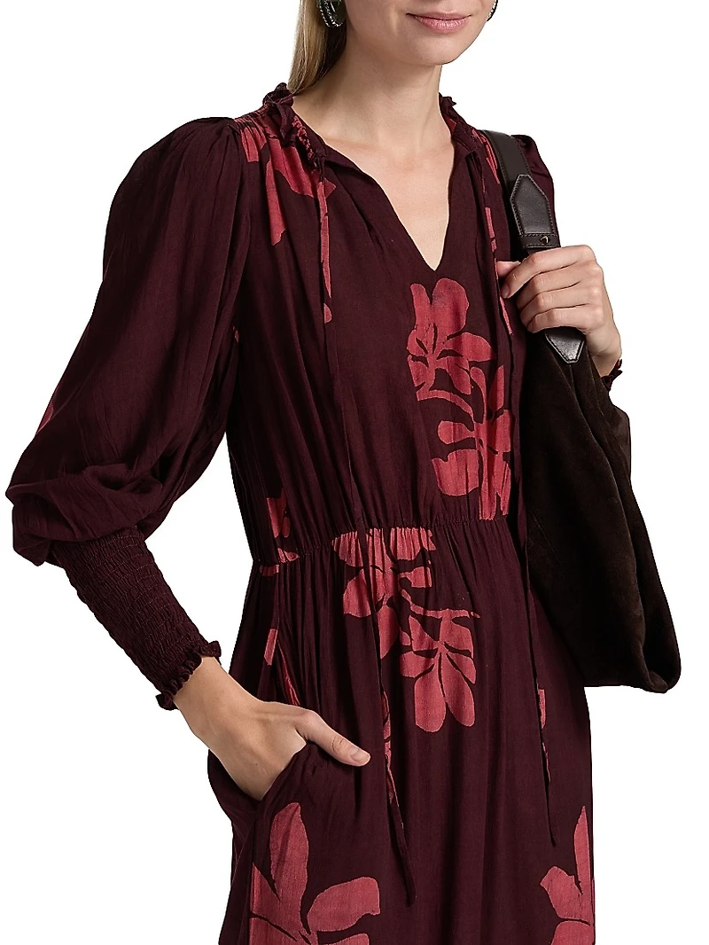 Teniola Printed Long-Sleeve Maxi Dress
