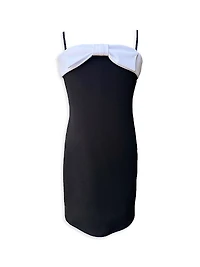 Girl's Bow-Accented Crepe Fitted Dress