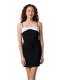 Girl's Bow-Accented Crepe Fitted Dress