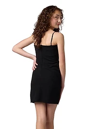 Girl's Bow-Accented Crepe Fitted Dress