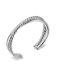 Crossover Two Row Cuff Bracelet Sterling Silver, 10.7MM