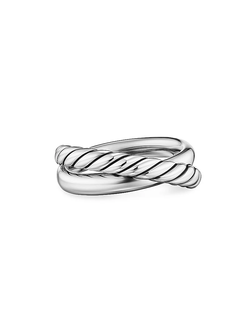 Crossover Two Row Ring Sterling Silver, 7.4MM