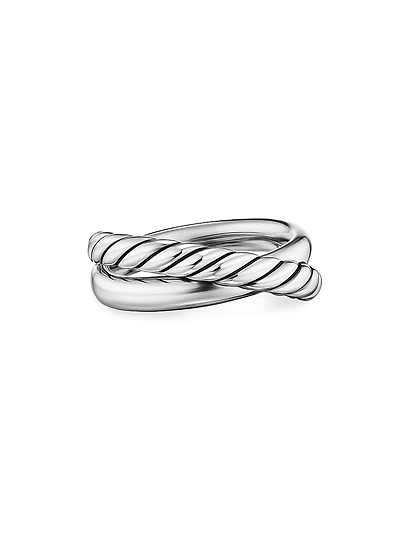 Crossover Two Row Ring Sterling Silver, 7.4MM