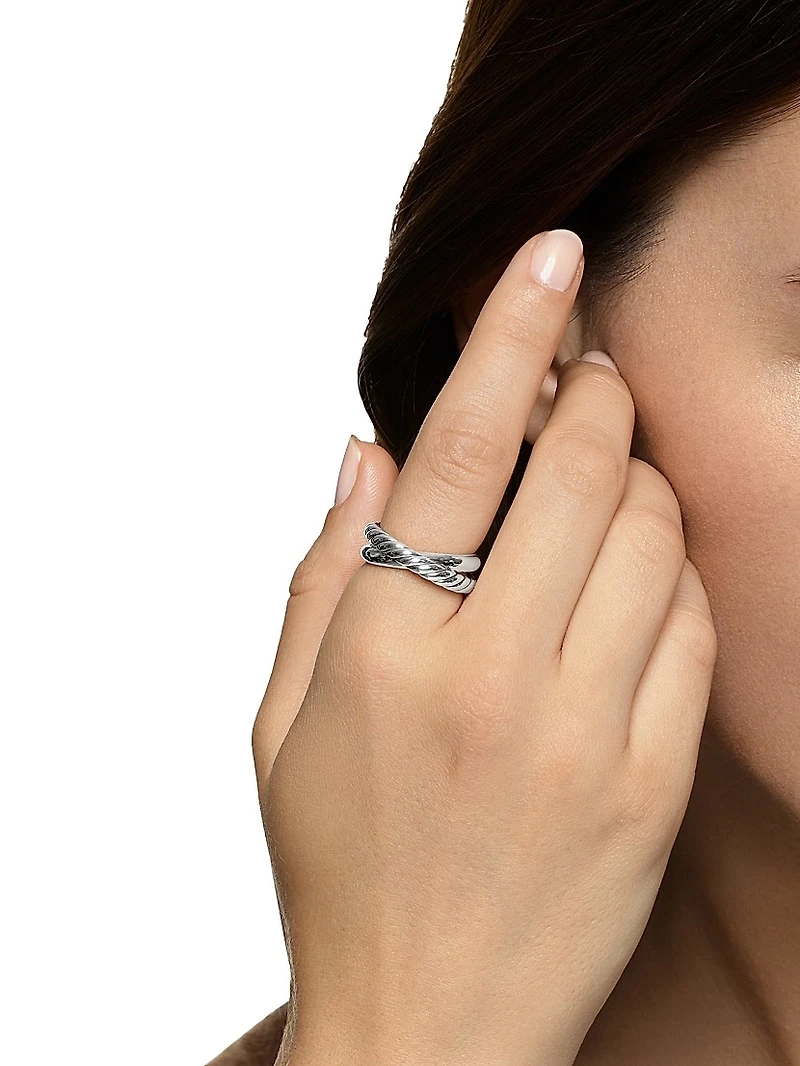 Crossover Two Row Ring Sterling Silver, 7.4MM