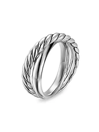 Crossover Two Row Ring Sterling Silver, 7.4MM