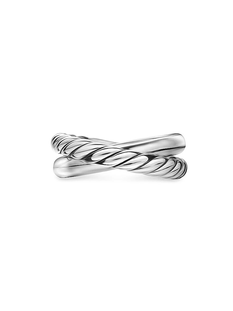 Crossover Two Row Ring Sterling Silver, 7.4MM