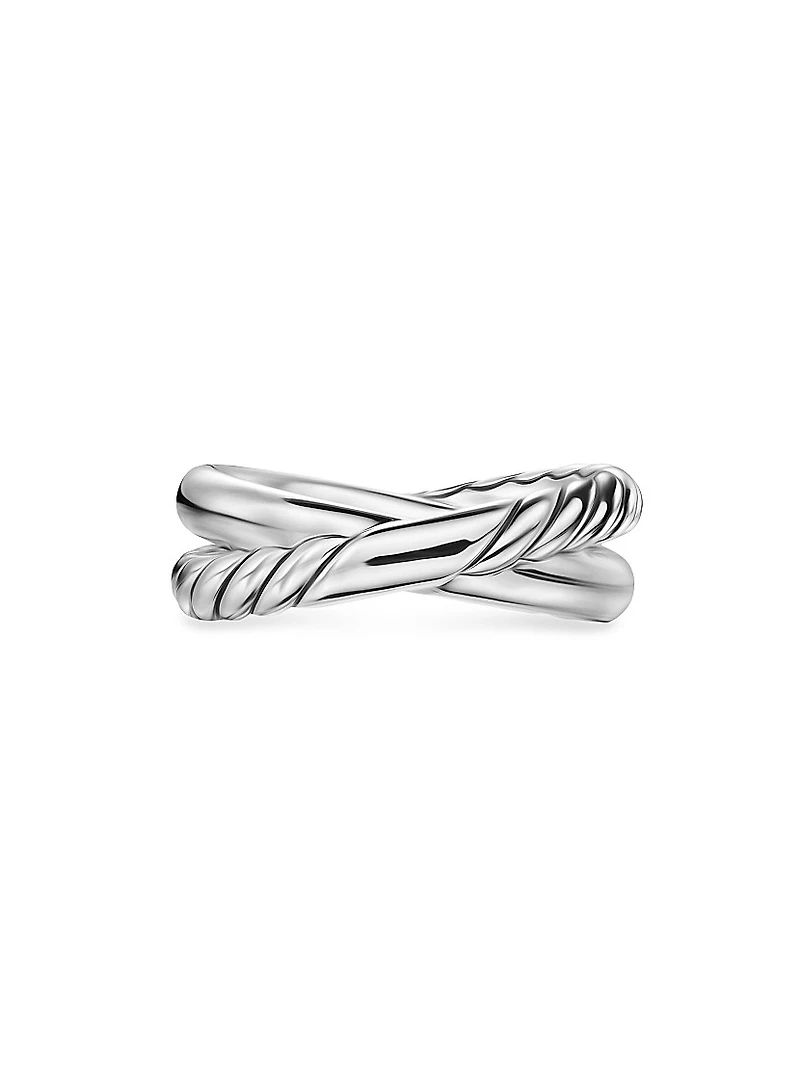 Crossover Two Row Ring Sterling Silver, 7.4MM
