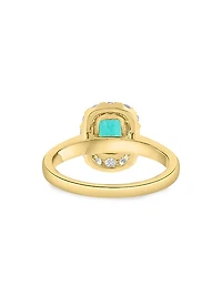 18K Yellow Gold, Emerald & 0.62 TCW Diamond Halo Ring