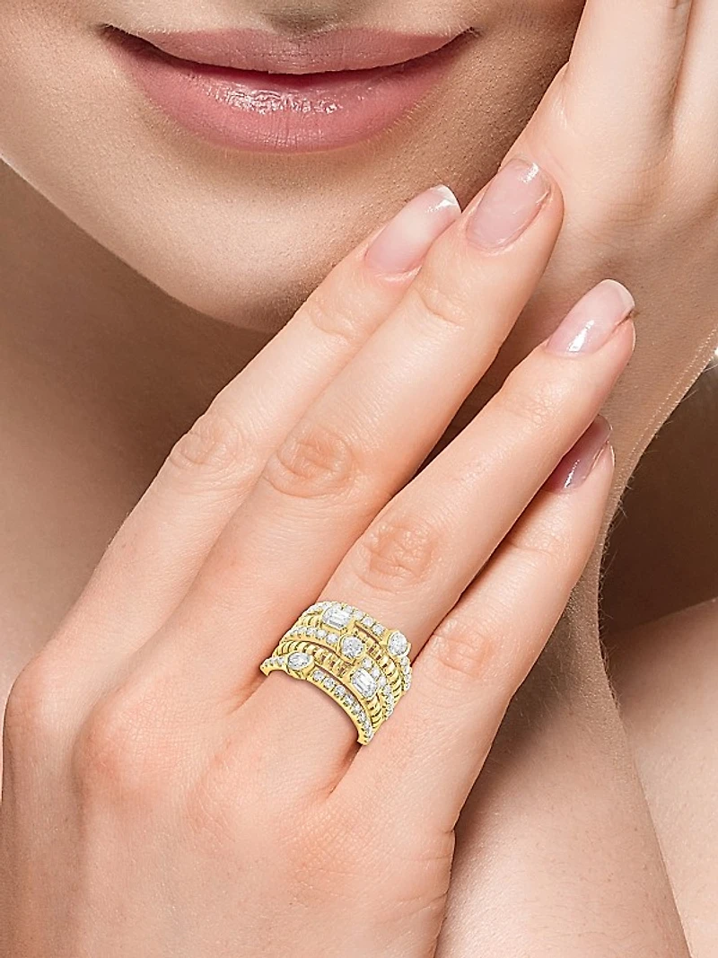 14K Yellow Gold 2.13 TCW Lab-Grown Diamond Multi-Band Ring