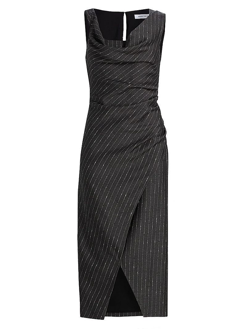 Pinstripe Ruched Sheath Dress