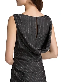 Pinstripe Ruched Sheath Dress