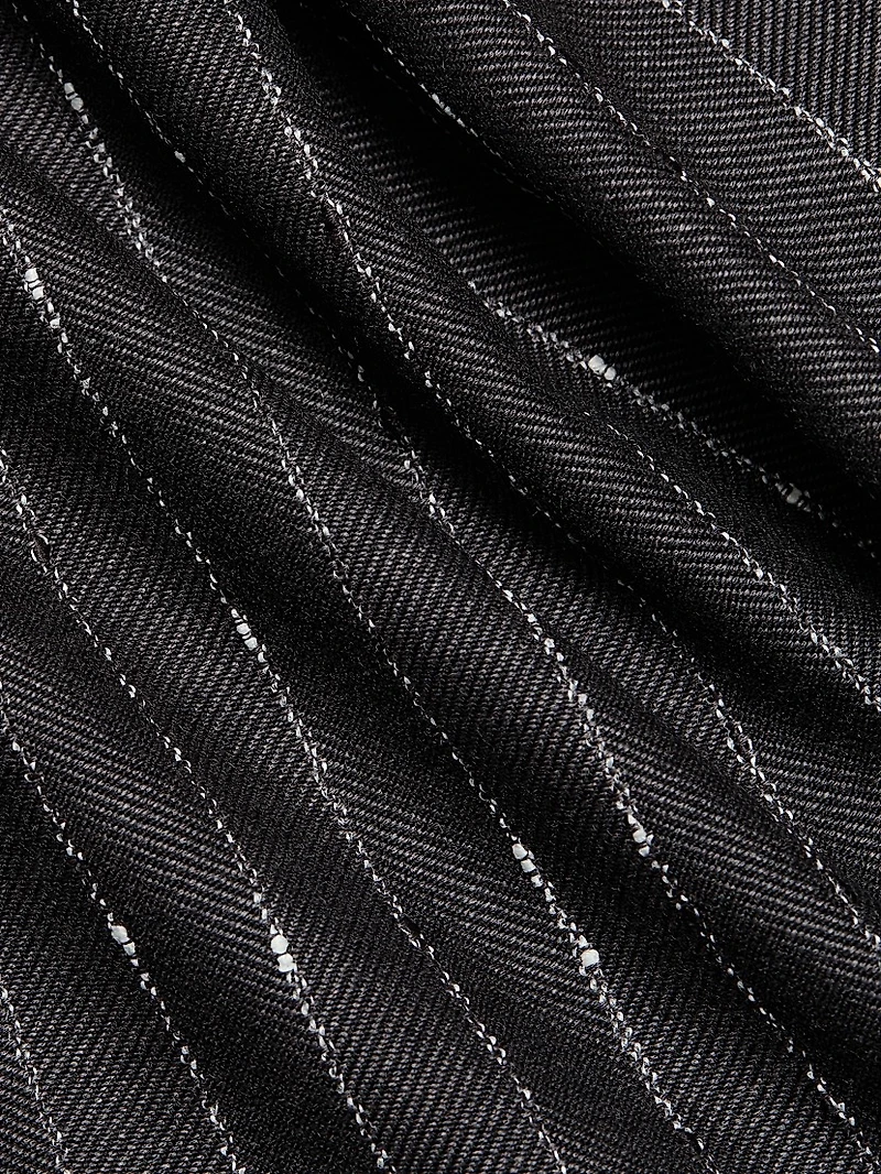 Pinstripe Ruched Sheath Dress